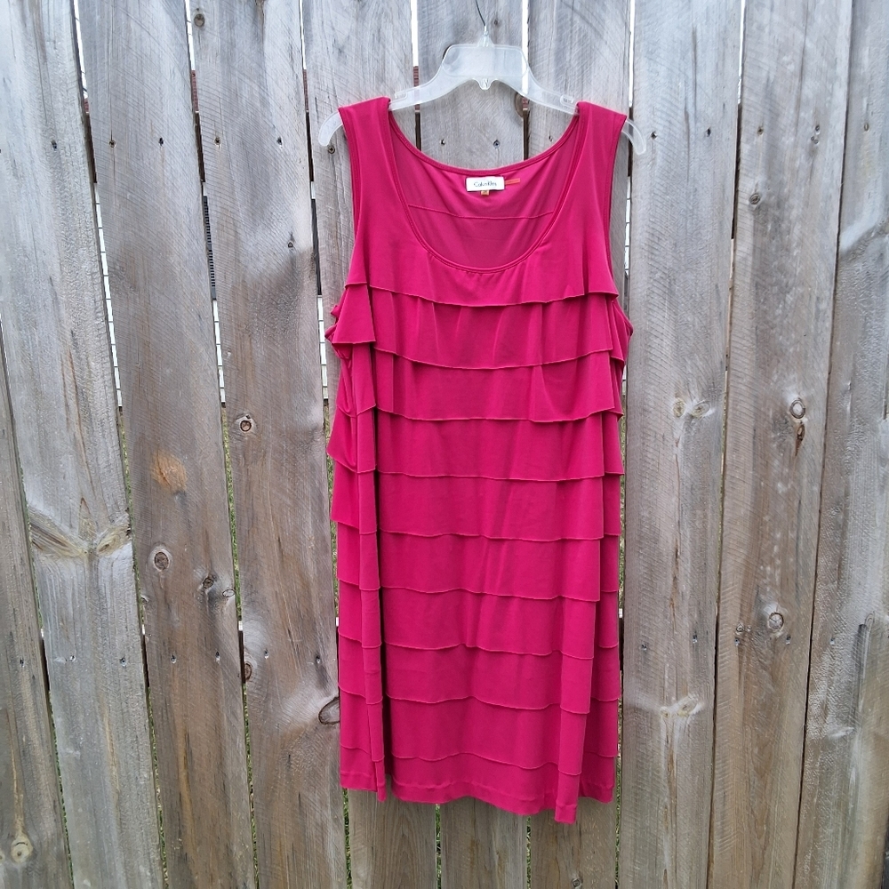 CALVIN KLEIN 2X Layered Pink Sleeveless Dress